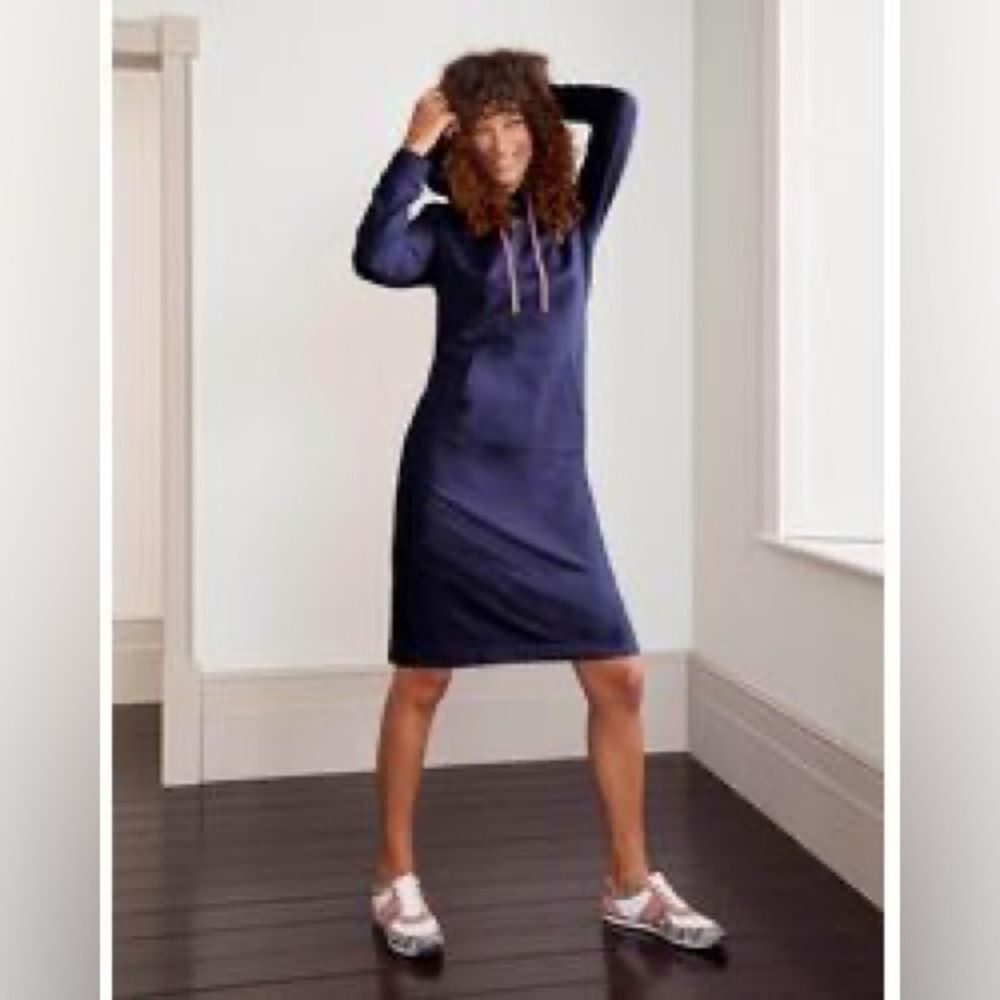 BODEN ORIEL HOODED SWEATSHIRT DRESS IN NAVY SIZE 4 - Picture 3 of 9